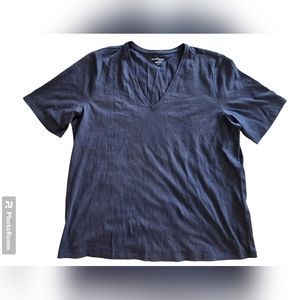 EILEEN FISHER Navy Blue V-Neck Top Shirt Like New! Medium